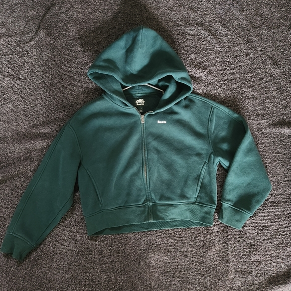 Roots Tops - Roots Cloud Fleece Full Zip Hoodie - Green Shadow, Size Small